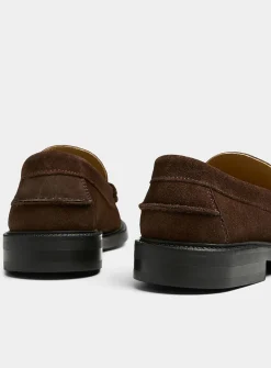 Suede penny loafers