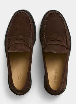 Suede penny loafers