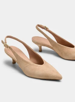 Suede slingback pumps