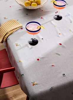 Summer feast embroidered tablecloth