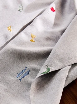 Summer feast embroidered tablecloth
