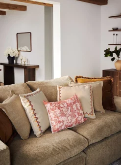 Sumptuous velvet fringed removable-cover cushion
