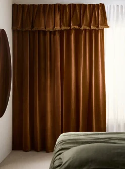 Sumptuous velvet fringed valance curtain