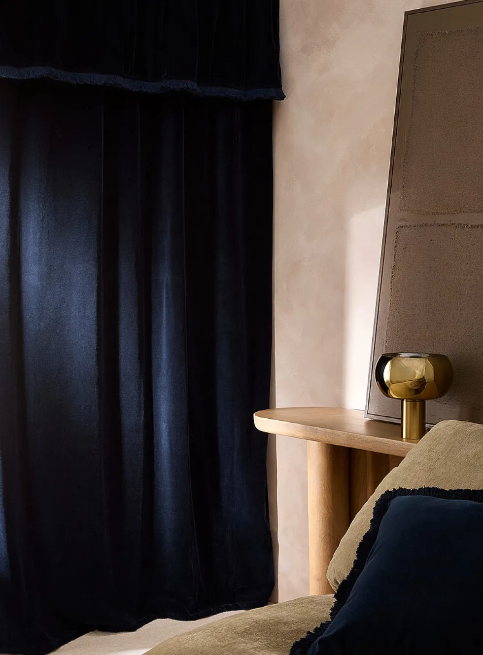 Sumptuous velvet fringed valance curtain