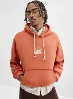 Sunny embroidery cropped hoodie