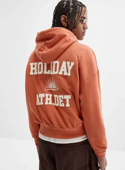 Sunny embroidery cropped hoodie