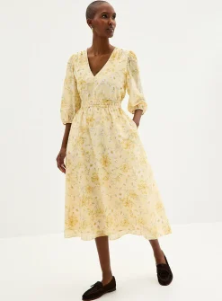 Sunny garden ruched waist dress