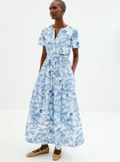 Sunny getaway tiered poplin dress