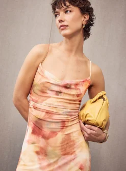 Sunset flowers micro-mesh dress