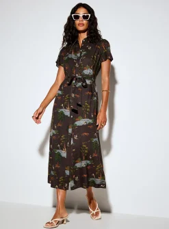 Supple belted maxi shirtdress