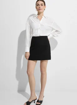 Supple black crepe miniskirt