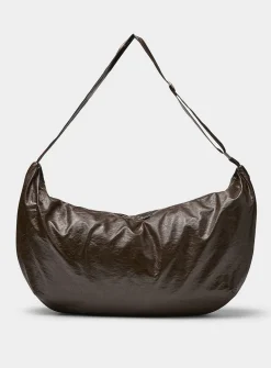 Supple faux-leather oversized half-moon bag