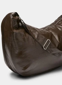 Supple faux-leather oversized half-moon bag