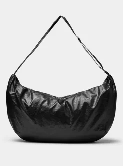 Supple faux-leather oversized half-moon bag