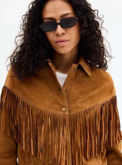 Supple fringed suede jacket