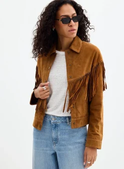 Supple fringed suede jacket