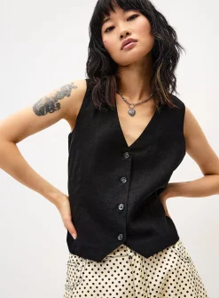 Supple viscose-linen blend vest