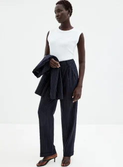 Supple wool pinstripe pant