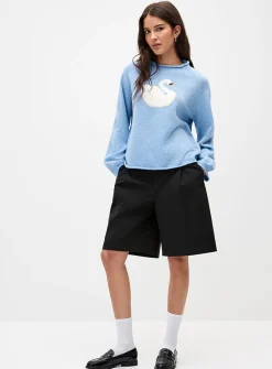 Swan rolled trim sweater