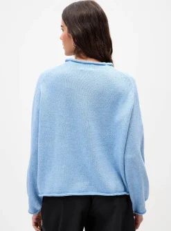 Swan rolled trim sweater