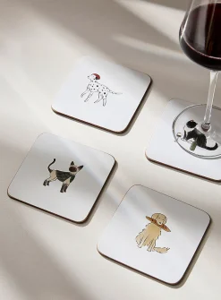 Sweet cat and dog life laminated cork coasters