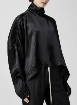 Tabard satiny mock-neck blouse
