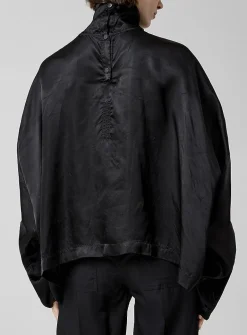 Tabard satiny mock-neck blouse