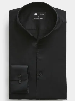 Tab-collar satiny twill shirt