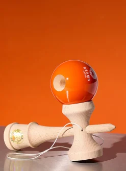 Tangerine ball wooden bilbo-catcher