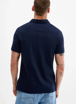 Tartan-trim piqué polo