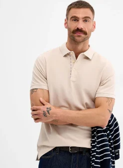 Tartan-trim piqué polo