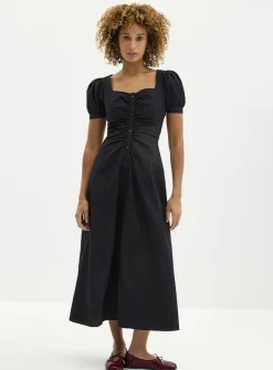 Taryn long buttoned poplin dress