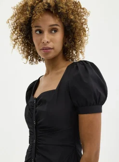 Taryn long buttoned poplin dress
