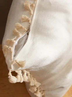 Tasselled linen cushion cover