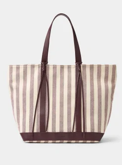 Tasselled striped tote bag
