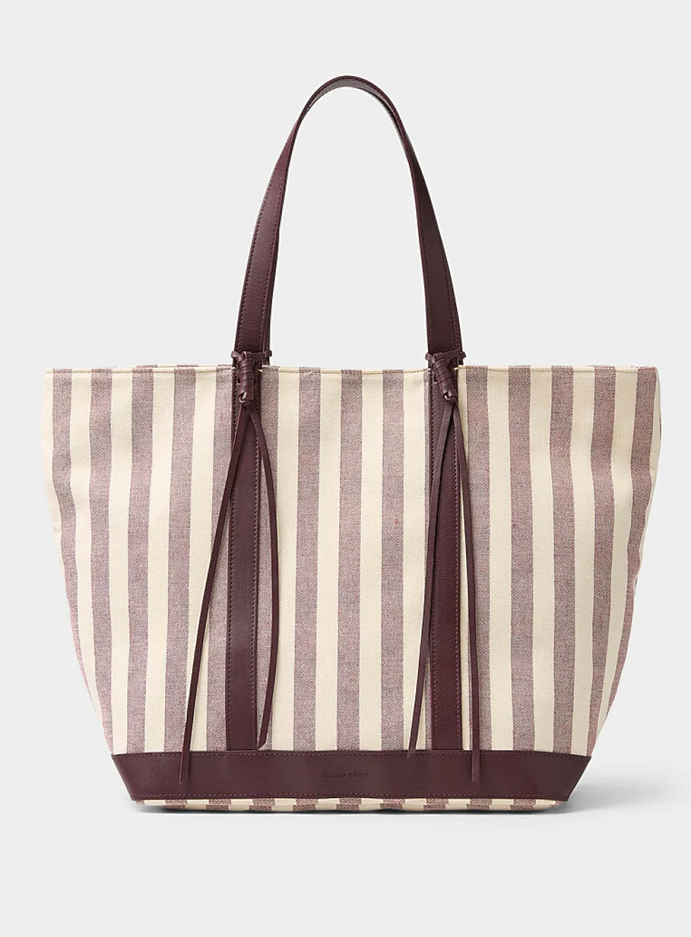 Tasselled striped tote bag