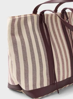Tasselled striped tote bag