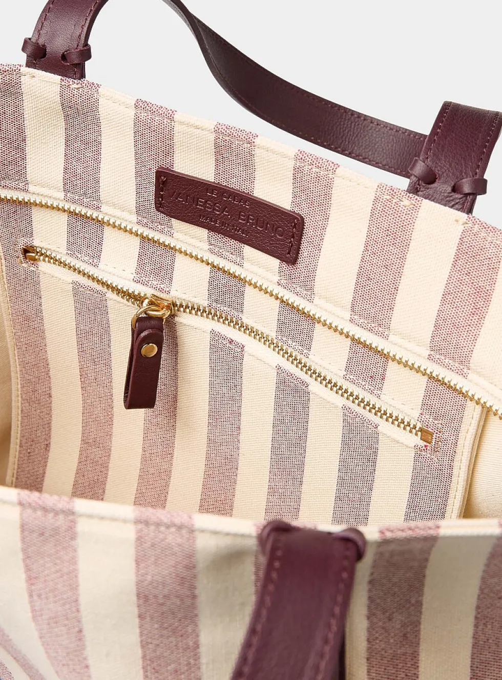 Tasselled striped tote bag