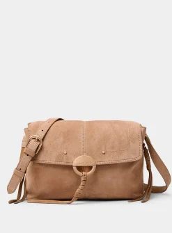 Tassled square suede crossbody bag