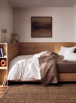 Taupe pinstripes duvet cover set