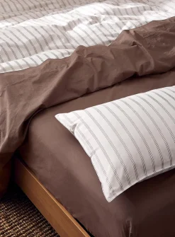 Taupe pinstripes duvet cover set