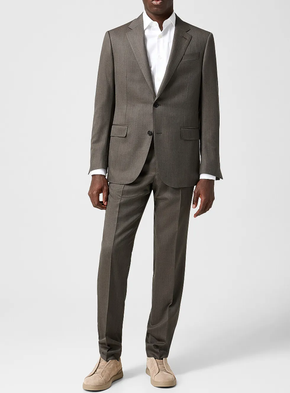 Taupe wool and silk suit