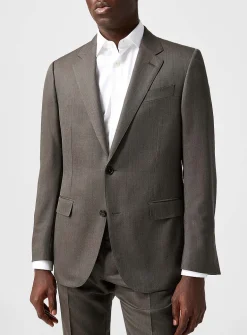 Taupe wool and silk suit
