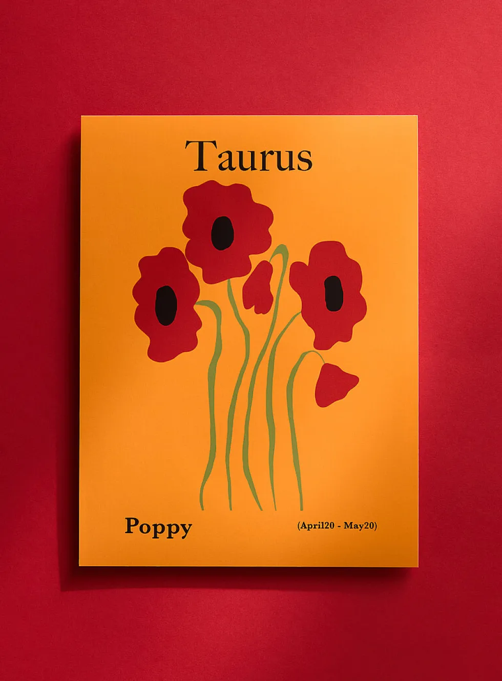 Taurus floral zodiac poster