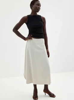 Technical fabric flared maxi skirt