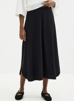 Technical fabric flared maxi skirt