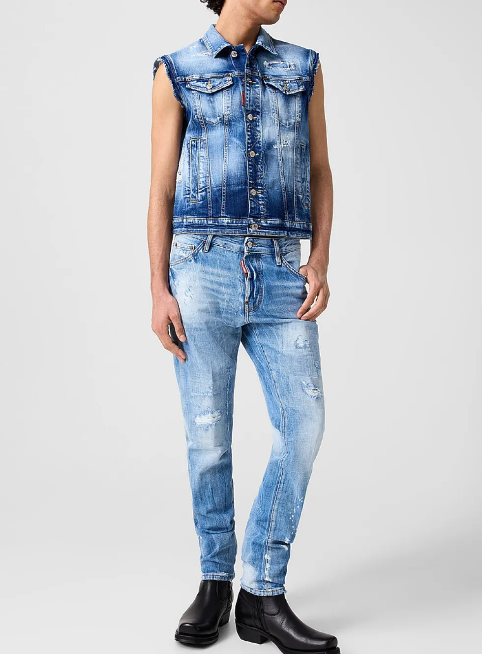 Teddy paint splattered fitted jean