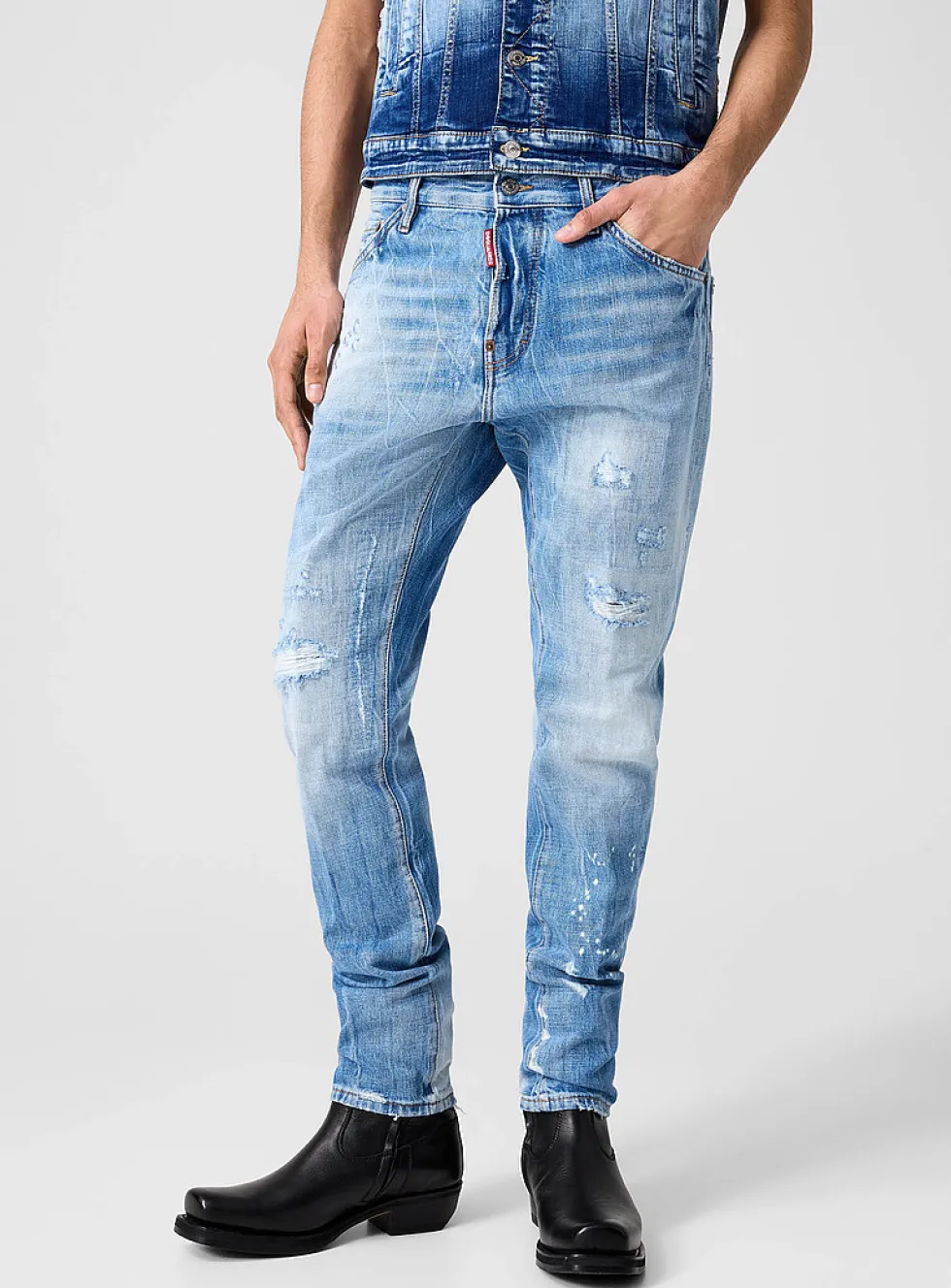 Teddy paint splattered fitted jean