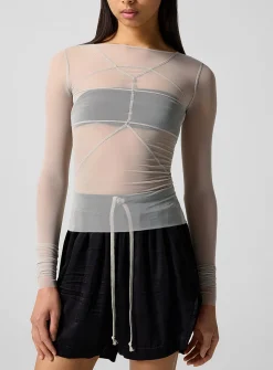 Temple sheer long-sleeve top