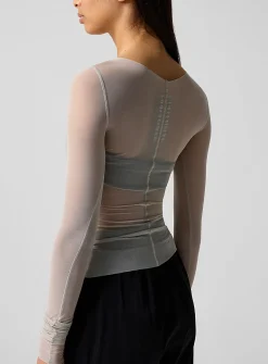 Temple sheer long-sleeve top